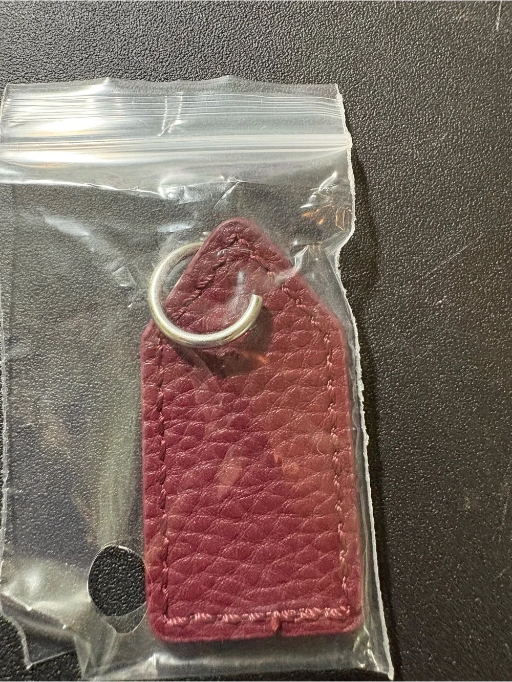 thirty-one Merlot Faux Fur Pom Keychain with Leather Tag